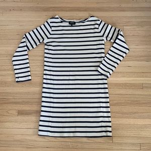 APC striped long sleeve cotton dress. Size XS. White and navy blue.